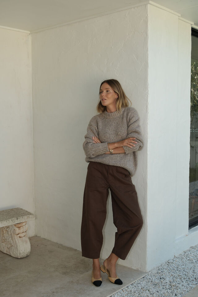 Lofty Knit Crew, TAUPE FLECK