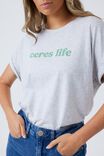Roll Cuff Print Tee In Australian Cotton, CLOUD MARLE/ CERES LIFE RETRO GREEN - alternate image 4