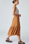 Linen Midi Skirt E H, WHEAT