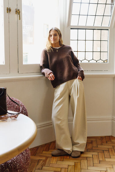 Gemma Pleat Pant, EGGSHELL