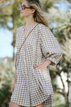 Crinkle Mini Dress, FIG GREEN WHITE GINGHAM - alternate image 3