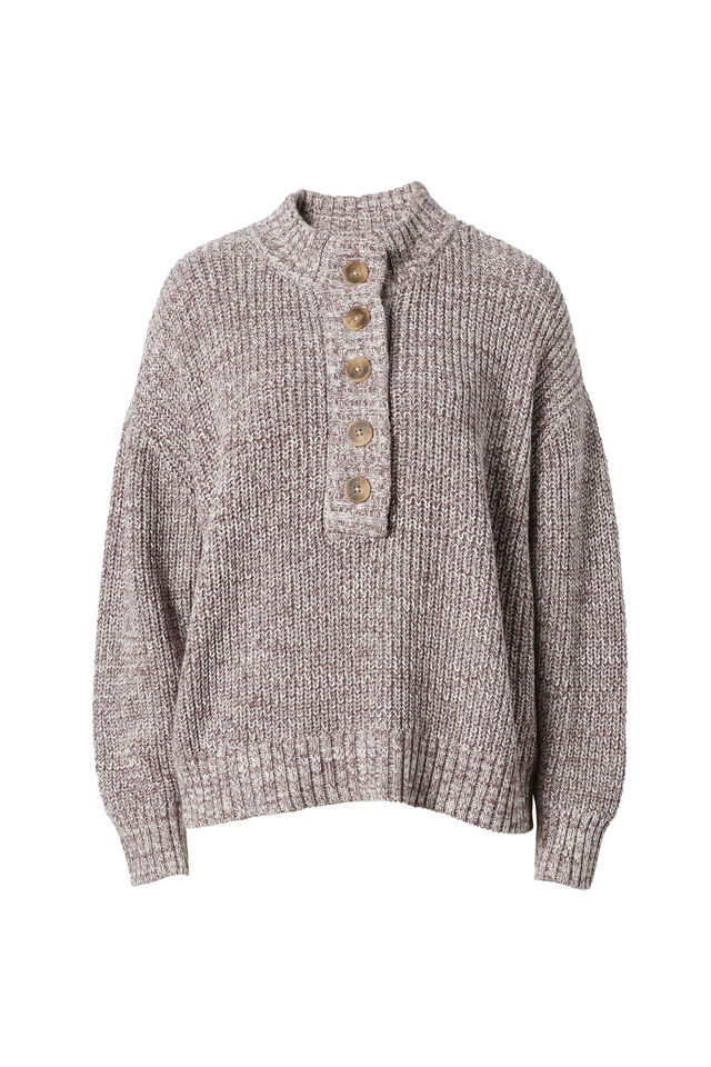 Fisherman Rib Pullover In Organic Cotton, MILK CHOCOLATE TWIST