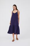 Satin Single Tier Midi Dress With Recycled Fibres, MIDNIGHT - alternate image 1