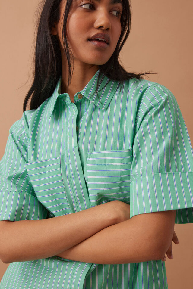 Sara Mini Shirt Dress, ZESTY TRIPLE STRIPE