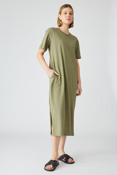 Organic Daily Tee Dress, DILL