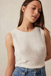 Cable Soft Knit Tank, OATMEAL MARLE - alternate image 1