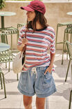 Stevie Slouchy Tee, WASHED CORAL/NEW NAVY STRIPE - alternate image 5