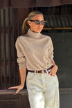 Alex Oversized Knit Funnel Neck Pullover, OAT MARLE - alternate image 1
