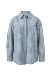 Curved Hem Shacket, LAGOON BLUE STRIPE - alternate image 2