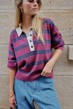 Jessa Rugby Knit, WASHED BURGUNDY STRIPE - alternate image 4