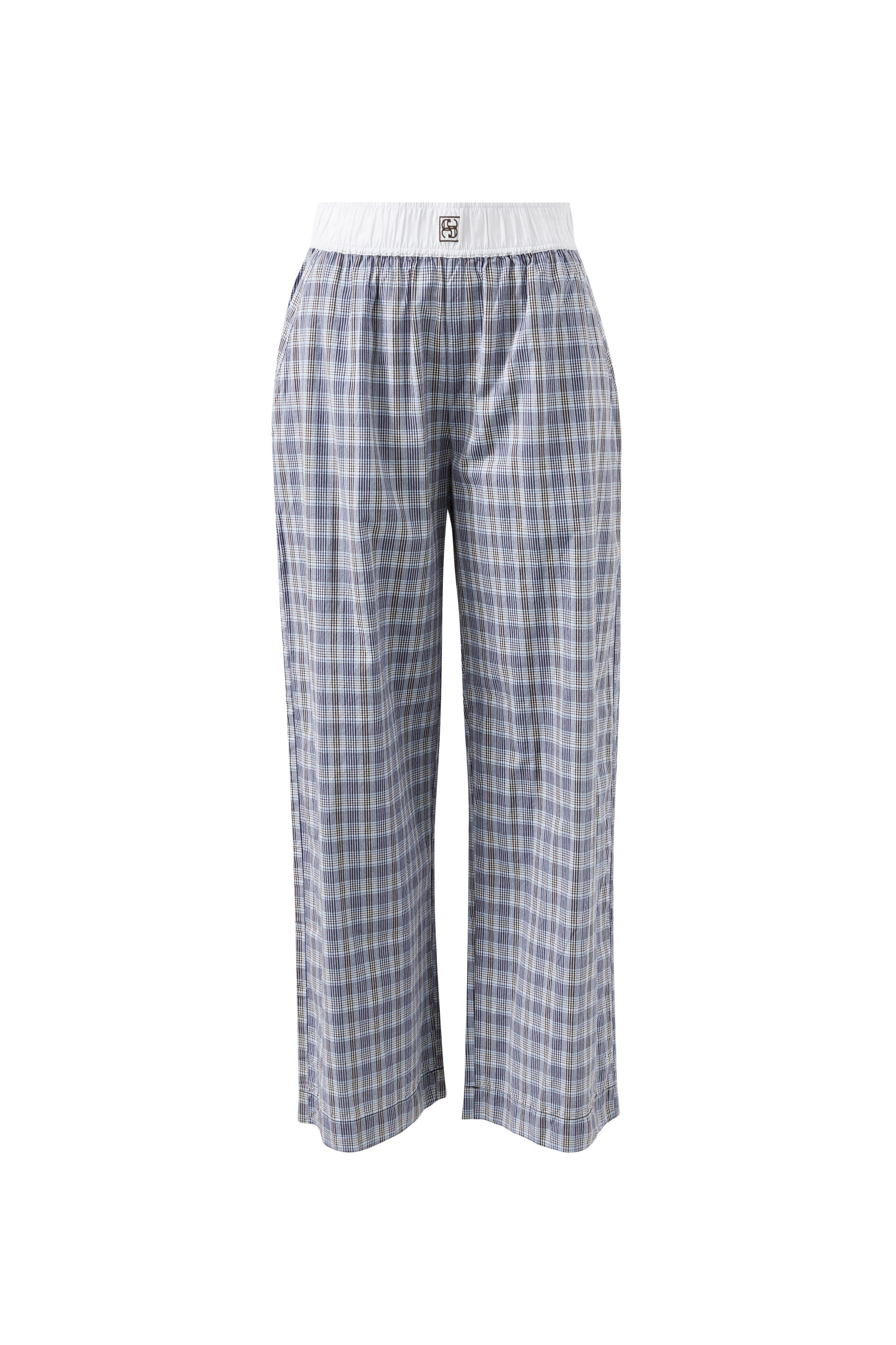 The Lounge Pant Blue Chocolate Check - Organic Cotton Wide Leg