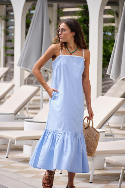 Sunday Maxi Dress, POWDER BLUE TRIPLE STRIPE