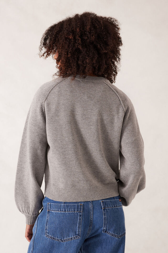 Soft Knit Raglan Crew, GREY MARLE