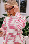 Beau Long Sleeve Slouchy Tee, BUFF/RED STRIPE - example image 5