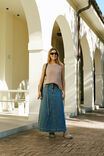 Tie Waist Denim Maxi Skirt, FRESH INDIGO - alternate image 3