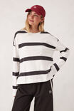 Slouchy Long Sleeve  Tee, VANILLA/PHANTOM BOLD STRIPE - alternate image 4