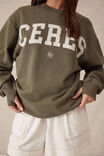 Oversized Slouchy Crew, KHAKI HERITAGE LOGO - alternate image 4