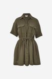 Doublecloth Utility Dress In Organic Cotton, MILITARY GREEN - alternate image 2