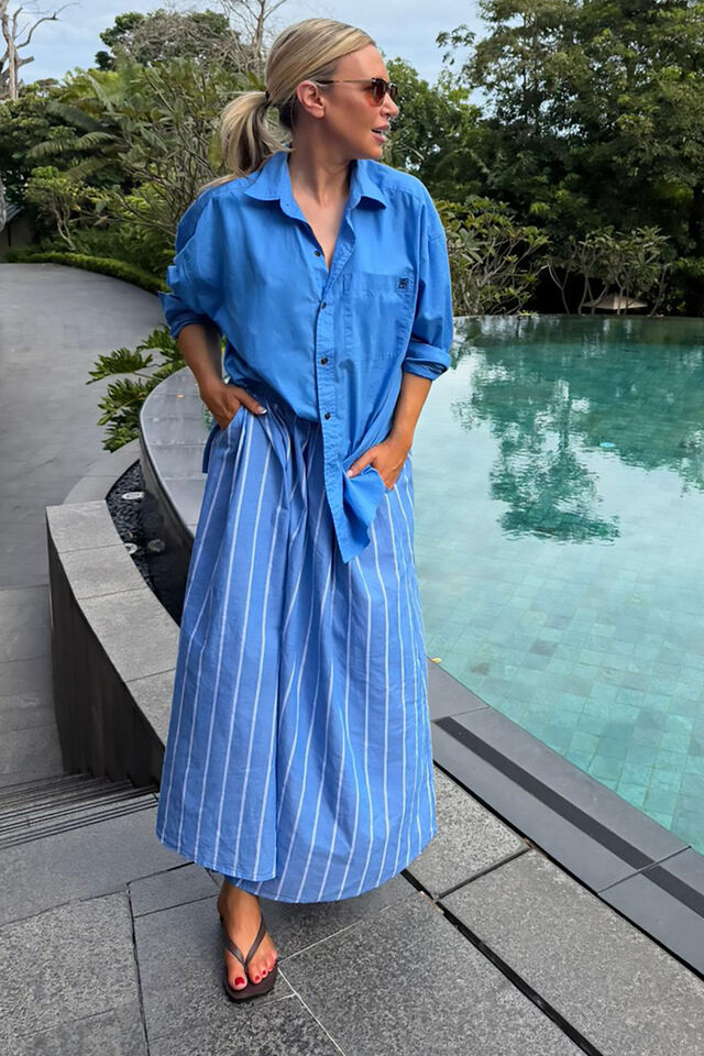 Florence Maxi Skirt, OXFORD BLUE WHITE STRIPE