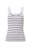 Zaeli Contour Rib Square Neck Tank, WHITE/NEW NAVY - alternate image 2