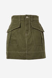 Utility Skirt In Organic Cotton Viscose Twill, MILITARY GREEN - alternate image 2