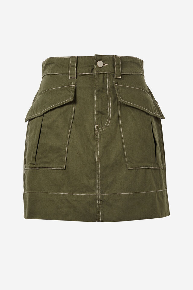 Utility Mini Skirt, MILITARY GREEN