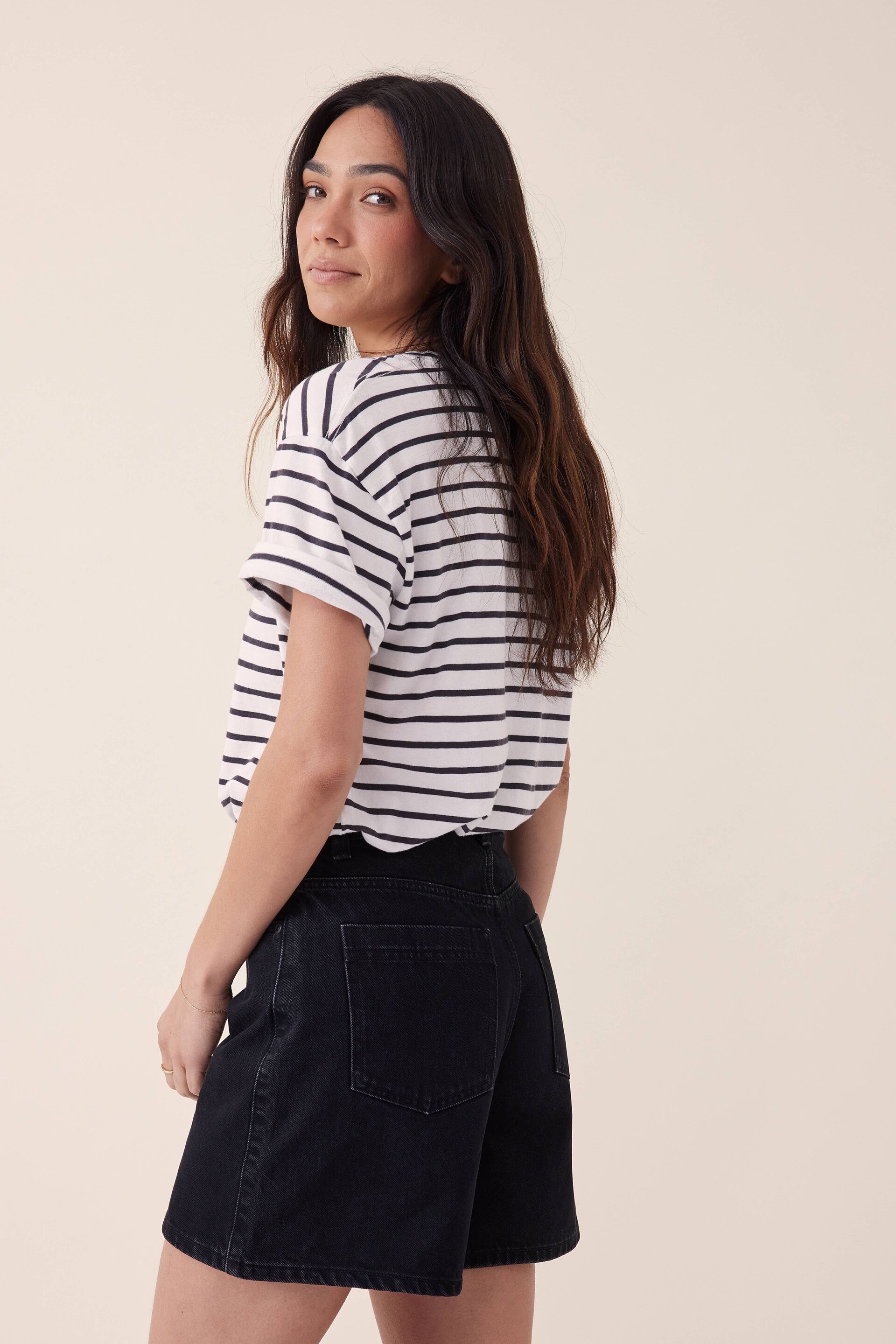 High waisted denim shorts black sale
