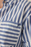 Rolled Cuff Short Sleeve Shirt, WHITE NAVY STRIPE - alternate image 6
