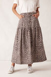 Drop Waist Denim Midi Skirt, LEOPARD - alternate image 4