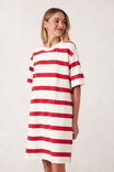 Mini Terry Dress, WHITE RED BOLD STRIPE - alternate image 4