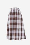 Midi Skirt In Cotton Linen Blend, BITTER CHOC WHITE GINGHAM - alternate image 2