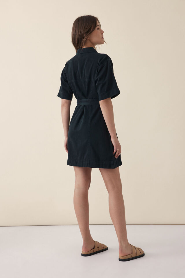 Seamed Mini Dress, BLACK RESCUED FABRIC