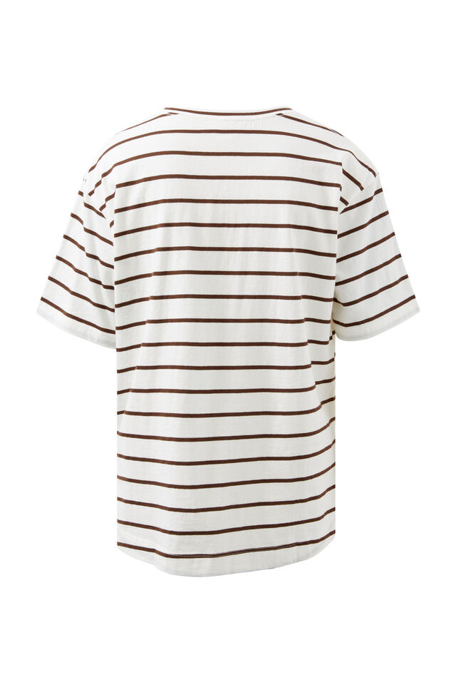 Stevie Slouchy Tee, VANILLA/CHOC FINE STRIPE