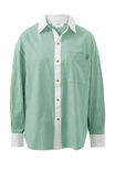 Peta Oversized Shirt, KELLY GREEN STRIPE WHITE COLLAR - alternate image 2