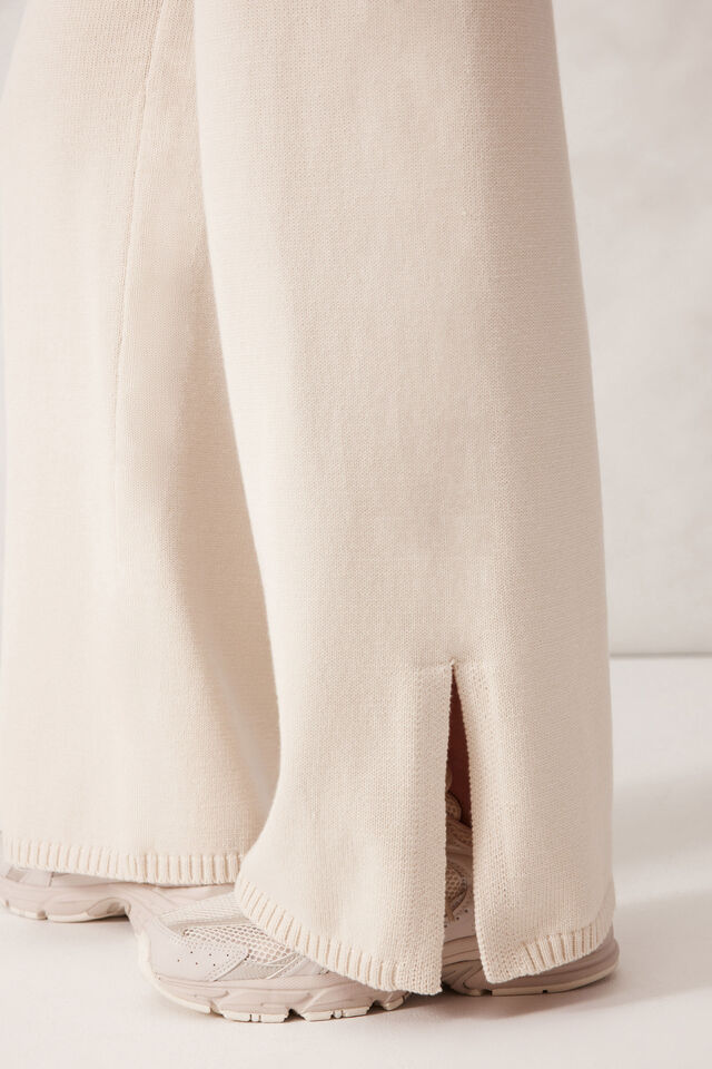 Split Hem Knit Pant, ECRU