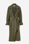 Trench Coat In Recycled Blend, MILITARY GREEN - alternate image 2
