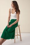 Bias Midi Skirt In Organic Cotton Linen Blend, WINTER GREEN - alternate image 1