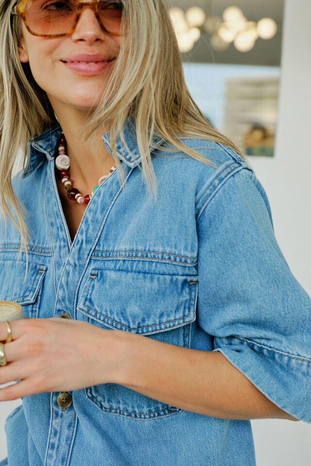 Sammy Relaxed Shirt Dress, MID VINTAGE BLUE