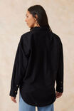 Oversized Poplin Shirt, BLACK ORGANIC COTTON - alternate image 3