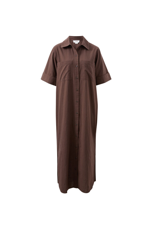 Samara Midi Shirt Dress, BITTER CHOC