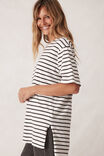 Longline Step Hem Tee, VANILLA /PHANTOM FINE STRIPE - alternate image 5