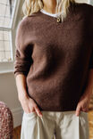 June V Neck Knit Pullover, CHOCOLATE - example image 4