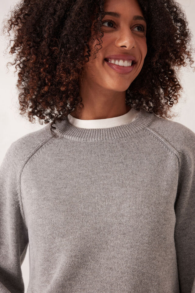 Soft Knit Raglan Crew, GREY MARLE