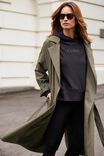 Trench Coat In Recycled Blend, MILITARY GREEN - alternate image 3