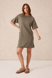 Short Sleeve Boxy Knit Dress, MOSS GREEN - alternate image 6