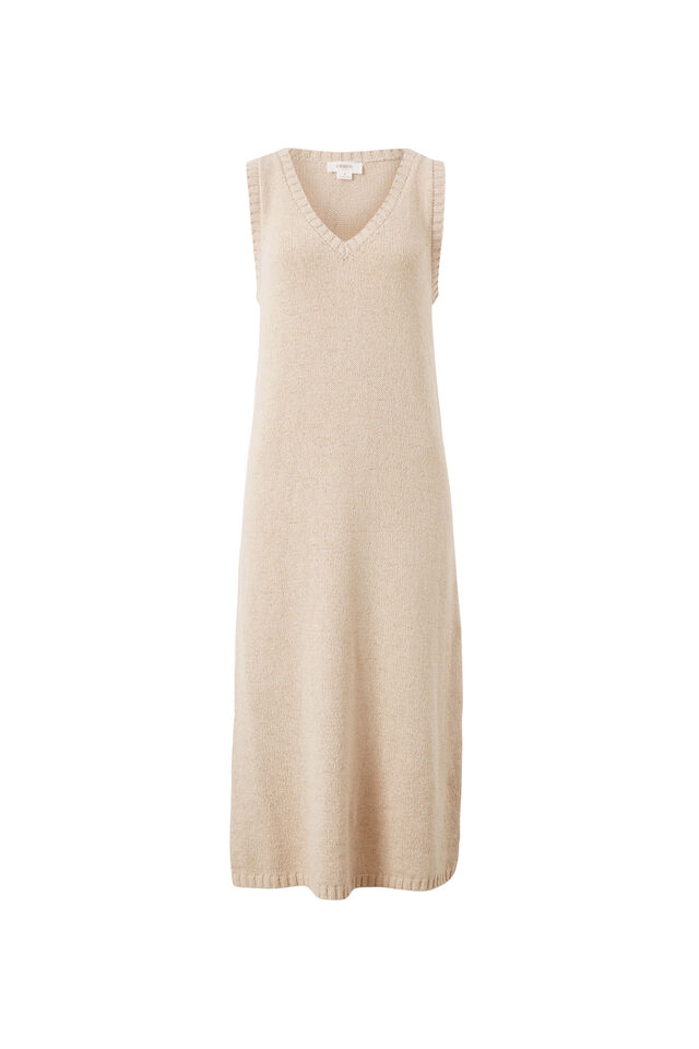 Sleeveless Beach Knit Midi Dress, STRING