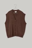 Soft Knit Oversized Vest In Recycled Blend, BITTER CHOCOLATE MARLE - alternate image 5