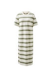 Charlotte Midi Terry Dress, WHITE MOSS GREEN STRIPE - alternate image 2