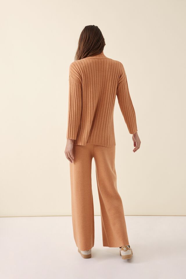 Soft Knit Wide Leg Pant In Recycled Blend, WINTER ORANGE