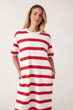 Charlotte Midi Terry Dress, WHITE RED BOLD STRIPE - alternate image 4